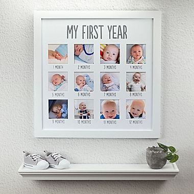 Pearhead&reg; 12-Photo First Year Wood Frame in White. View a larger version of this product image.