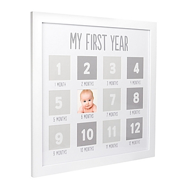 Pearhead&reg; 12-Photo First Year Wood Frame in White. View a larger version of this product image.