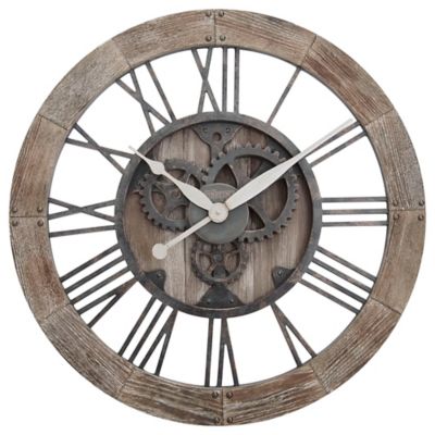 FirsTime® Rustic Gears Wall Clock in Natural Wood | Bed ...