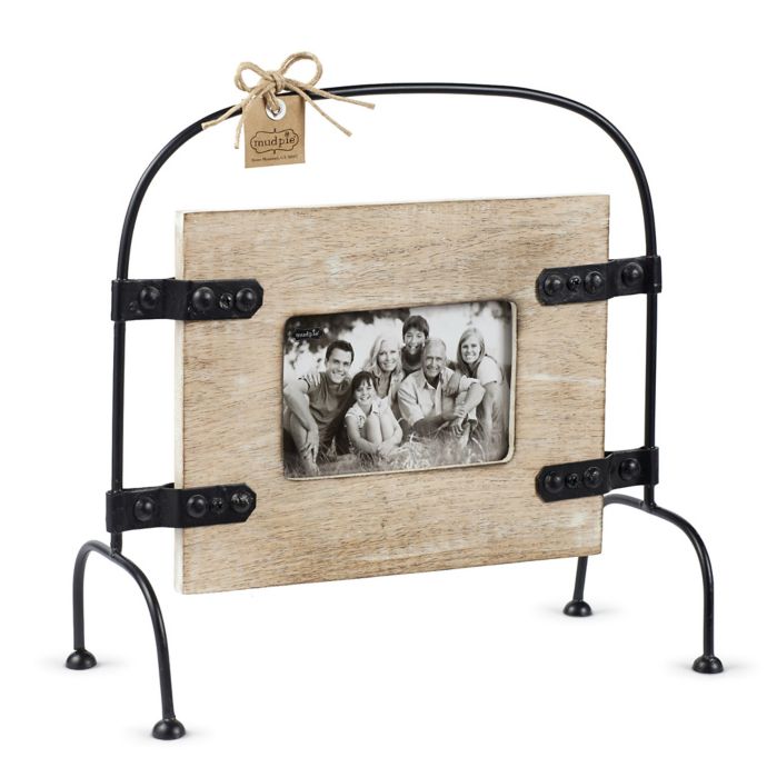 Mud Pie® 4Inch x 6Inch Mango Wood Picture Frame with Metal Stand