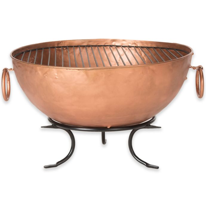 Safavieh Bangkok Wood Burning Fire Pit In Copper Black Bed Bath