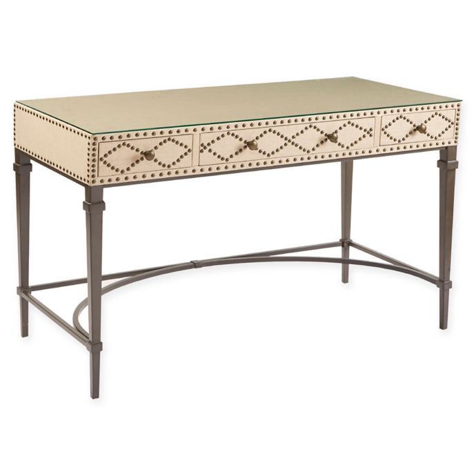 Madison Park Senna Nailhead Writing Desk In Cream Graphite Bed