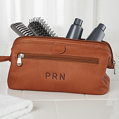 Tan Leather Toiletry Bag. View a larger version of this product image.