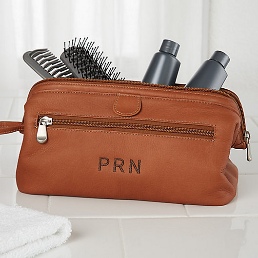 Alternate image 1 for Tan Leather Toiletry Bag