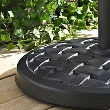 Forest Gate Round Weave Umbrella Base in Black. View a larger version of this product image.