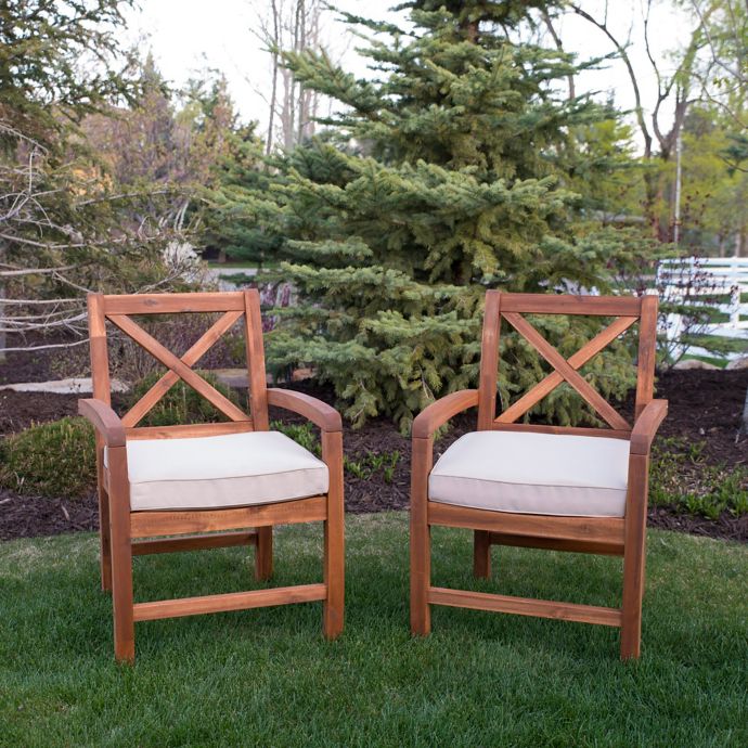 Forest Gate Aspen Acacia Wood Outdoor Chairs With Cushions