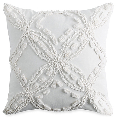 Peri Home Metallic Chenille Square Throw Pillow in Ivory. View a larger version of this product image.