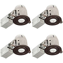 Globe Electric 3-Inch Ceiling-Mount LED Recessed Lighting Kit in Oil Rubbed Bronze (Set of 4)