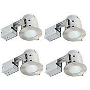 Globe Electric 4-Inch Ceiling-Mount Recessed LED Shower Lighting Kit in Brushed Nickel (Set of 4)