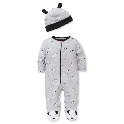 Little Me&trade; Size 6M 2-Piece Dalmatian Footie and Hat Set in Grey