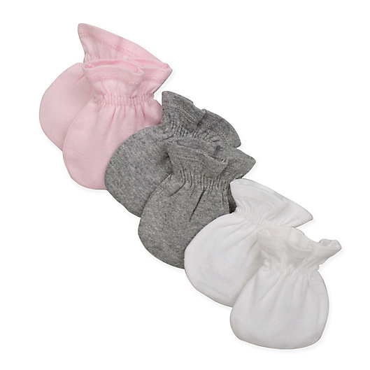 Alternate image 1 for Burt's Bees Baby® 3-Pack Mittens in White/Pink