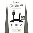 Alternate image 1 for iHome&reg; 6-Foot Micro USB Charging Cable in Black