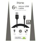 Alternate image 1 for iHome&reg; 6-Foot Micro USB Charging Cable in Black