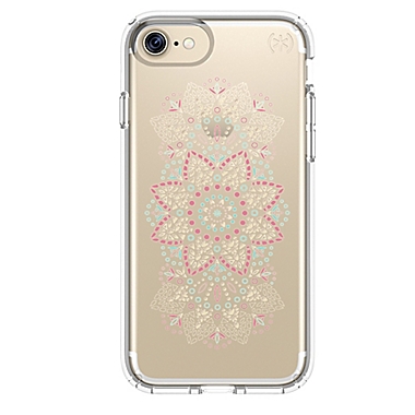 speck&reg; Presidio&trade; Case for iPhone&reg; 7 in Clear with Pink Flower Print. View a larger version of this product image.