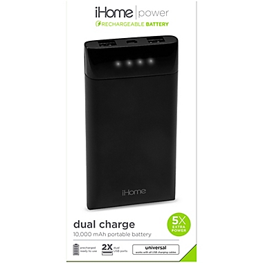 iHome&trade; Slim Charge 10,000mAh Power Bank in Black. View a larger version of this product image.