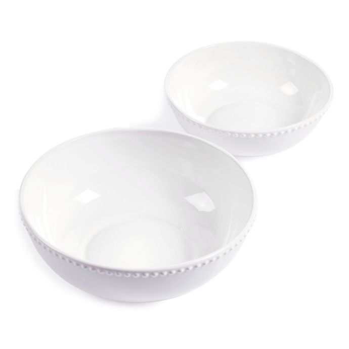 Tabletops Unlimited® Beaded 2Piece Serving Bowl Set in White Bed