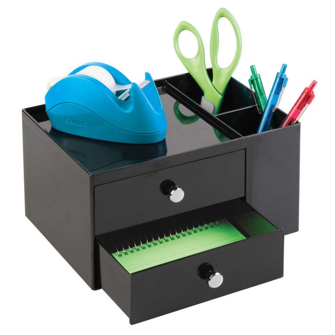 iDesign® 2Drawer Desk Storage Box & Pencil Cup Organizer Bed Bath