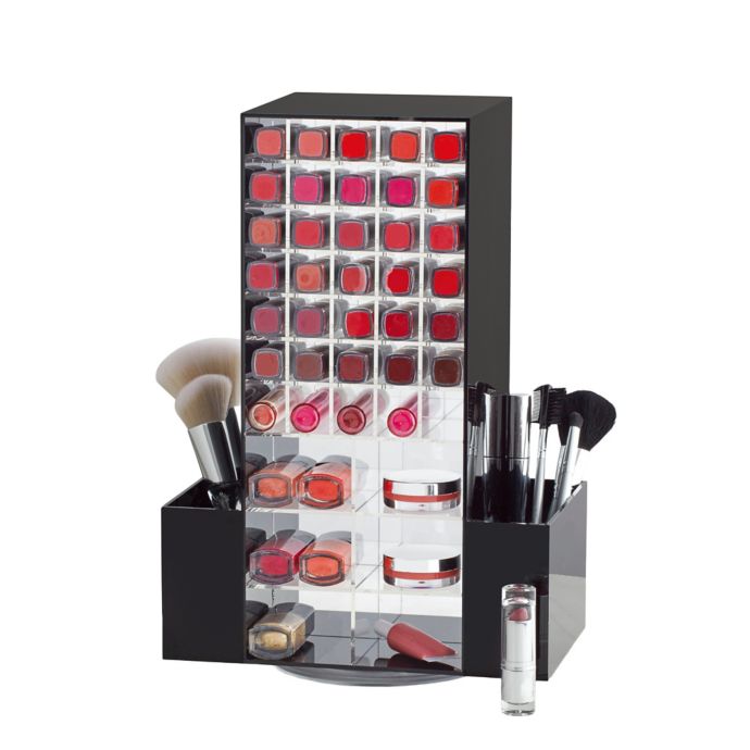 Idesign Small Spinning Acrylic Cosmetic Organizer In Black Clear