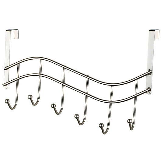 Alternate image 1 for Home Basics® Over-the-Door 6-Hook Curved Hanger in Satin Nickel