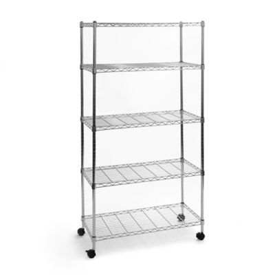 5 Tier Steel Wire Shelving With Wheels, Seville Classics Heavy Duty 5 Level Steel Wire Shelving System