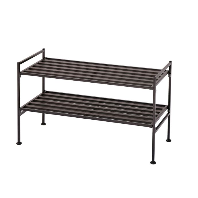 Seville Classics 2 Tier Resin Slatted Shoe Rack In Espresso Bed Bath Beyond