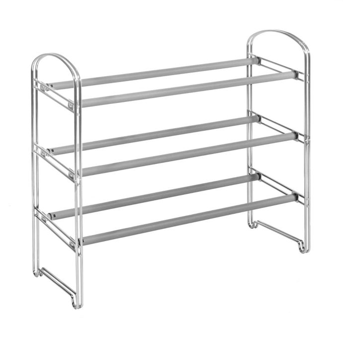 Seville Classics 3 Tier Expandable Shoe Rack In Chrome Bed Bath Beyond