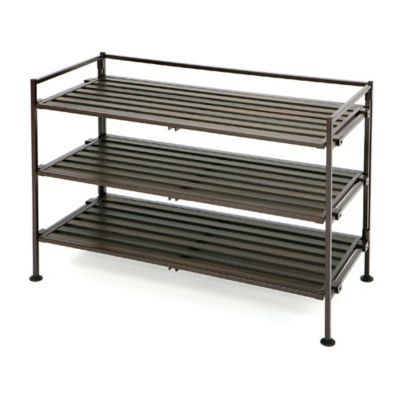 4 Tier Expandable Shoe Rack In Mahogany Bed Bath Beyond