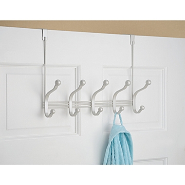 iDesign&reg; 10-Hook Over-the-Door Rack in Pearl White. View a larger version of this product image.