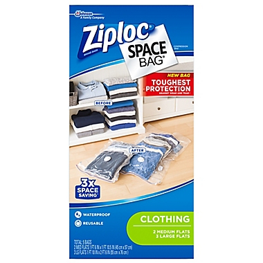 Ziploc&reg; Space Bag&reg; 5-Count Flat Combo Variety Pack in Clear. View a larger version of this product image.
