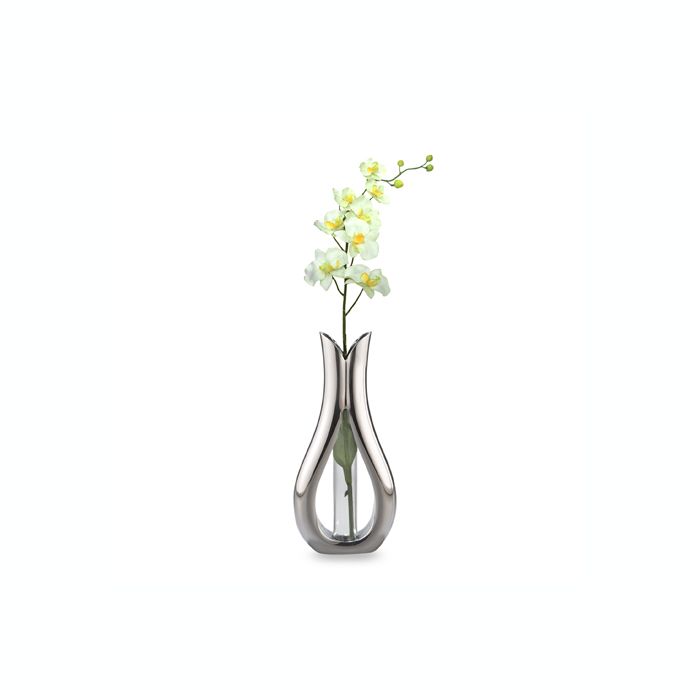 Nambe Tulip Bud Vase With Silk Orchid Bed Bath Beyond