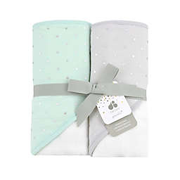 Just Born® Sparkle 2-Pack Hooded Towels in Mint