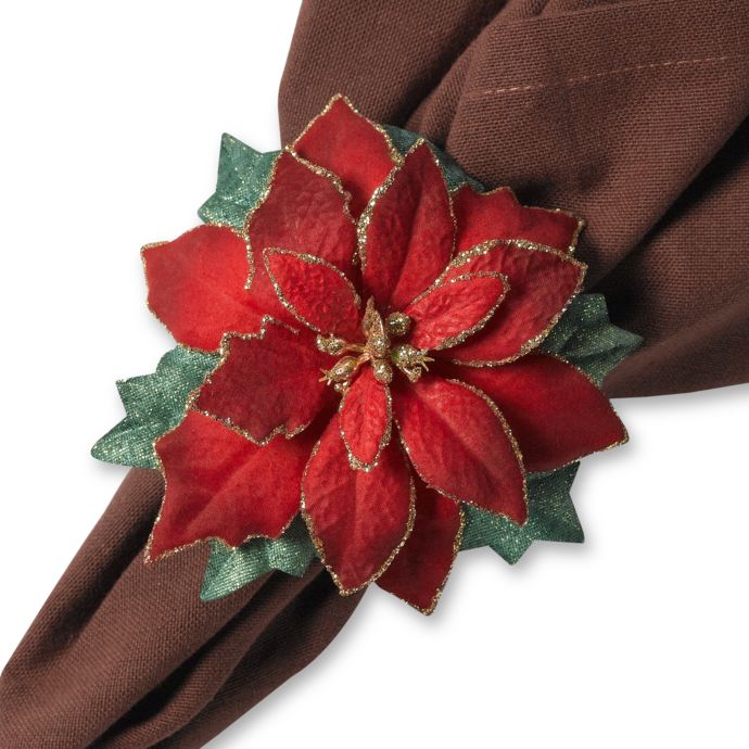 Poinsettia Napkin Rings (Set of 4) Bed Bath and Beyond Canada