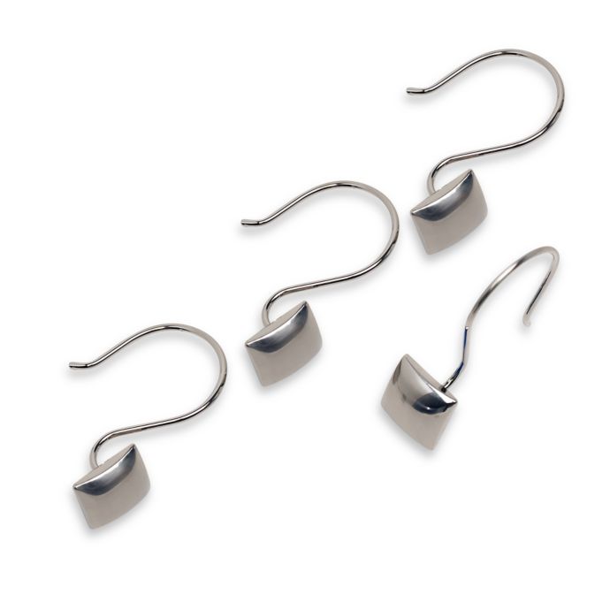 Zenith Square Brushed Nickel Shower Curtain Hooks Set Of 12