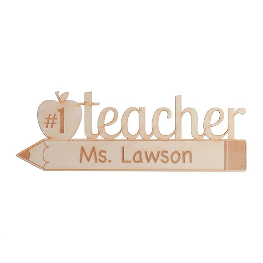 Alternate image 1 for Number One Teacher 13.4-Inch x 4.6-Inch Personalized Wood Plaque Wall Art