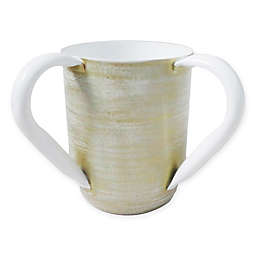 Classic Touch Mundane Ceramic Wash Cup in Gold/White