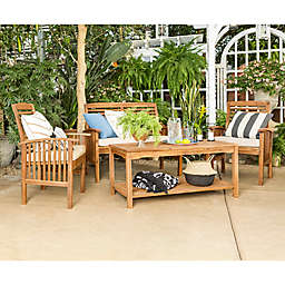Forest Gate Eagleton 4-Piece Acacia Patio Chat Set with Cushions