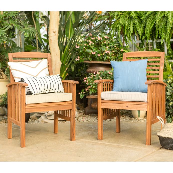 Forest Gate Eagleton Acacia Wood Patio Chairs With Seat Cushion Set Of 2 Bed Bath And Beyond Canada