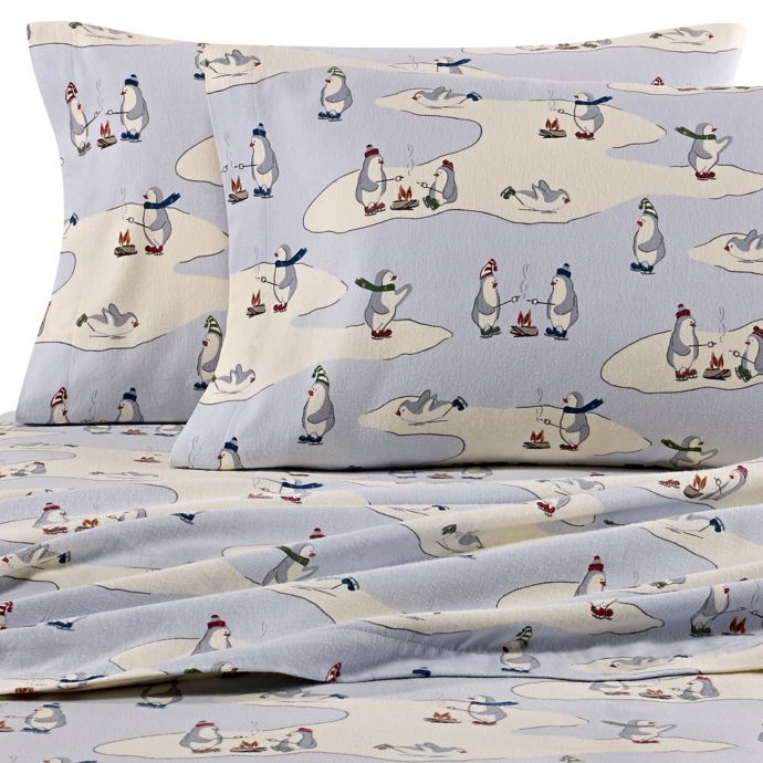 Eddie Bauer Skating Penguins Flannel Sheet Set Buybuy Baby