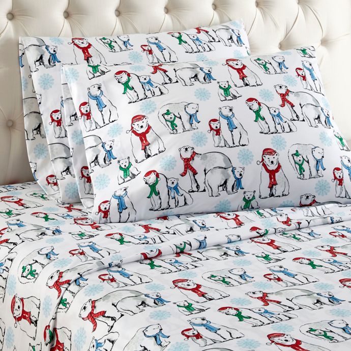 Micro Flannel Polar Bear Print Sheet Set Buybuy Baby