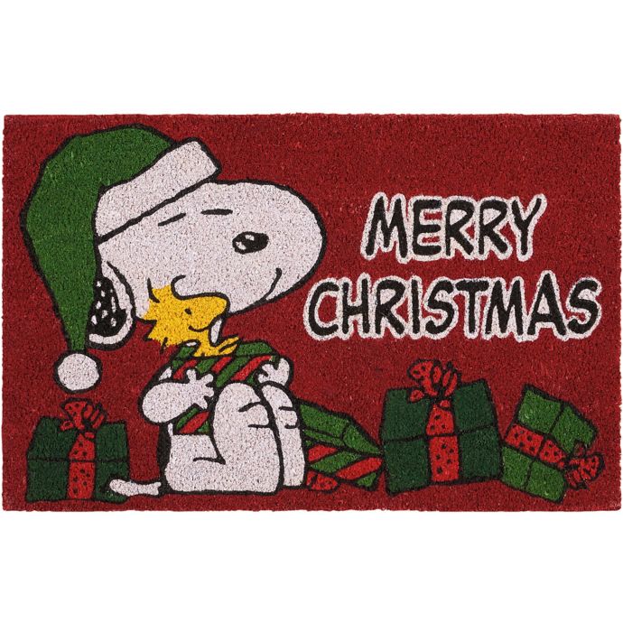 Peanuts® Snoopy 18-Inch x 28-Inch Merry Christmas Coir Door Mat in Dark ...