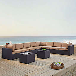 Crosley Biscayne 6-Piece Resin Wicker Sectional Set with Mocha Cushions