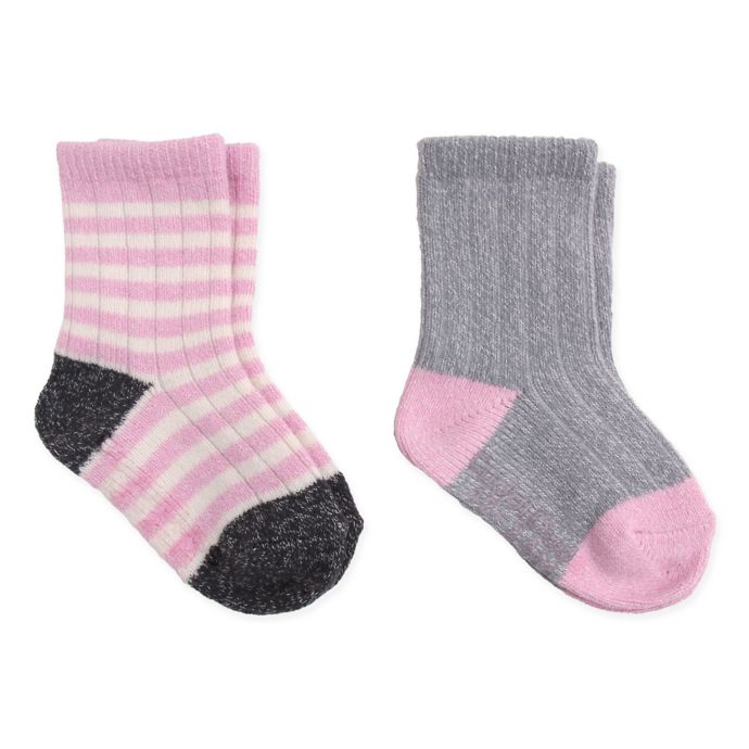 Cuddl Duds® 2Pack Crew Socks in Ivory/Pink/Grey Bed Bath & Beyond