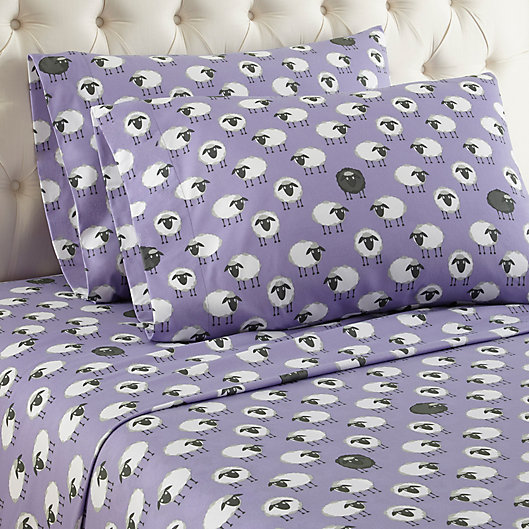 Alternate image 1 for Micro Flannel® Sheep Print California King Sheet Set in Lavender