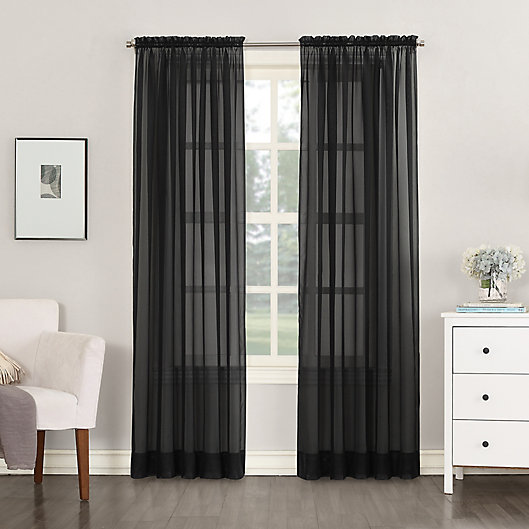 Alternate image 1 for No.918® Emily Sheer Voile 108-Inch Rod Pocket Window Curtain Panel in Black (Single)