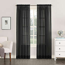 No.918® Emily Sheer Voile 63-Inch Rod Pocket Window Curtain Panel in Black (Single)