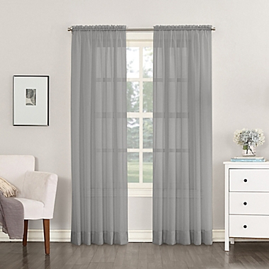 No.918&reg; Emily Sheer Voile 108-Inch Rod Pocket Window Curtain Panel in Charcoal (Single). View a larger version of this product image.