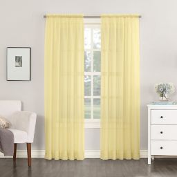 No.918®Emily Sheer Voile 63-Inch Rod Pocket Window Curtain Panel in Yellow (Single)