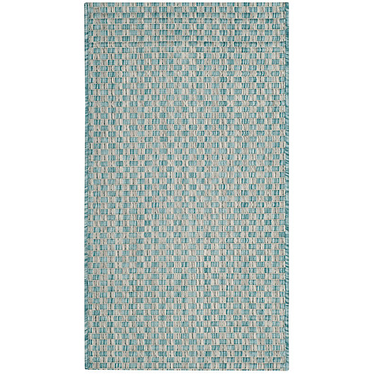 Alternate image 1 for Safavieh Courtyard Check Indoor/Outdoor 2-Foot x 3-Foot 7-Inch Accent Rug in Light Blue/Light Grey