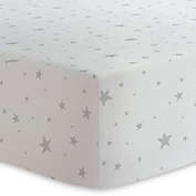 Kushies&reg; Scribble Stars Cotton Flannel Fitted Crib Sheet in Grey/White