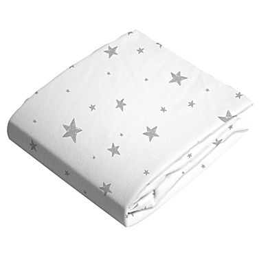 Kushies&reg; Scribble Stars Cotton Flannel Fitted Crib Sheet in Grey/White. View a larger version of this product image.